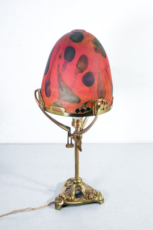 lampada liberty epoca 1930 vetro soffiato ottone da tavolo vintage table lamp
