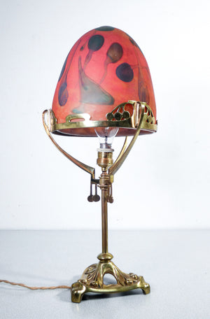 lampada liberty epoca 1930 vetro soffiato ottone da tavolo vintage table lamp