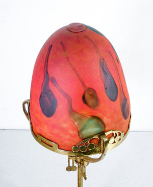 lampada liberty epoca 1930 vetro soffiato ottone da tavolo vintage table lamp