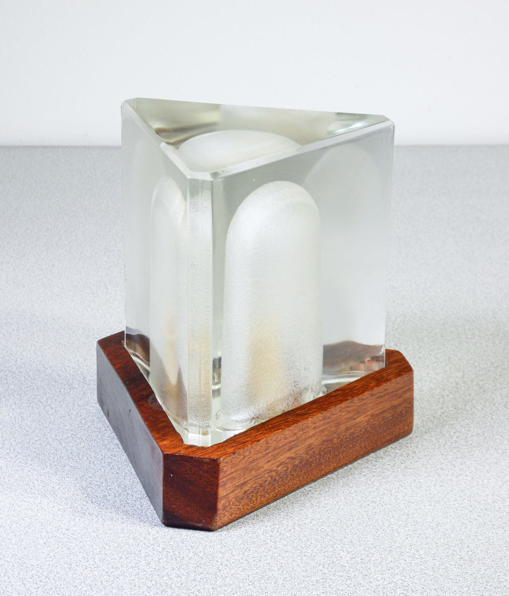 lampada tavolo prisma design alessandro mendini vintage 1960s vetro legno