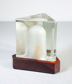 lampada tavolo prisma design alessandro mendini vintage 1960s vetro legno