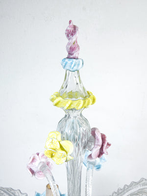 lampada tavolo vetro soffiato murano fiori foglie blown glass venice table lamp 