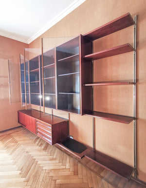 libreria a muro e22 design osvaldo borsani per tecno 1950s legno palissandro