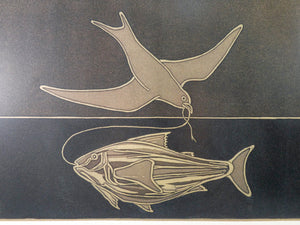 litografia francesco casorati colomba e pesce firmata numerata grafica torino
