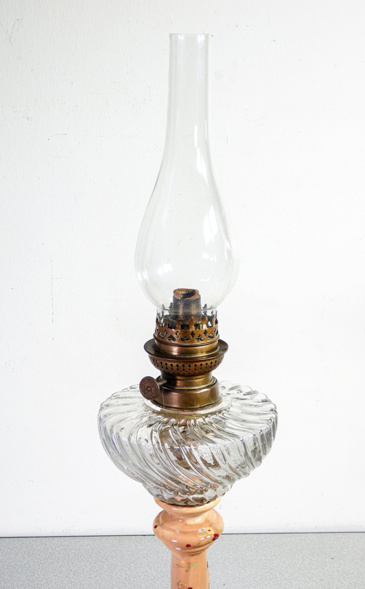 lume a petrolio lampada p   b epoca primo 1900 ceramica vetro bronzo antico