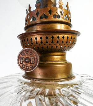 lume a petrolio lampada p   b epoca primo 1900 ceramica vetro bronzo antico