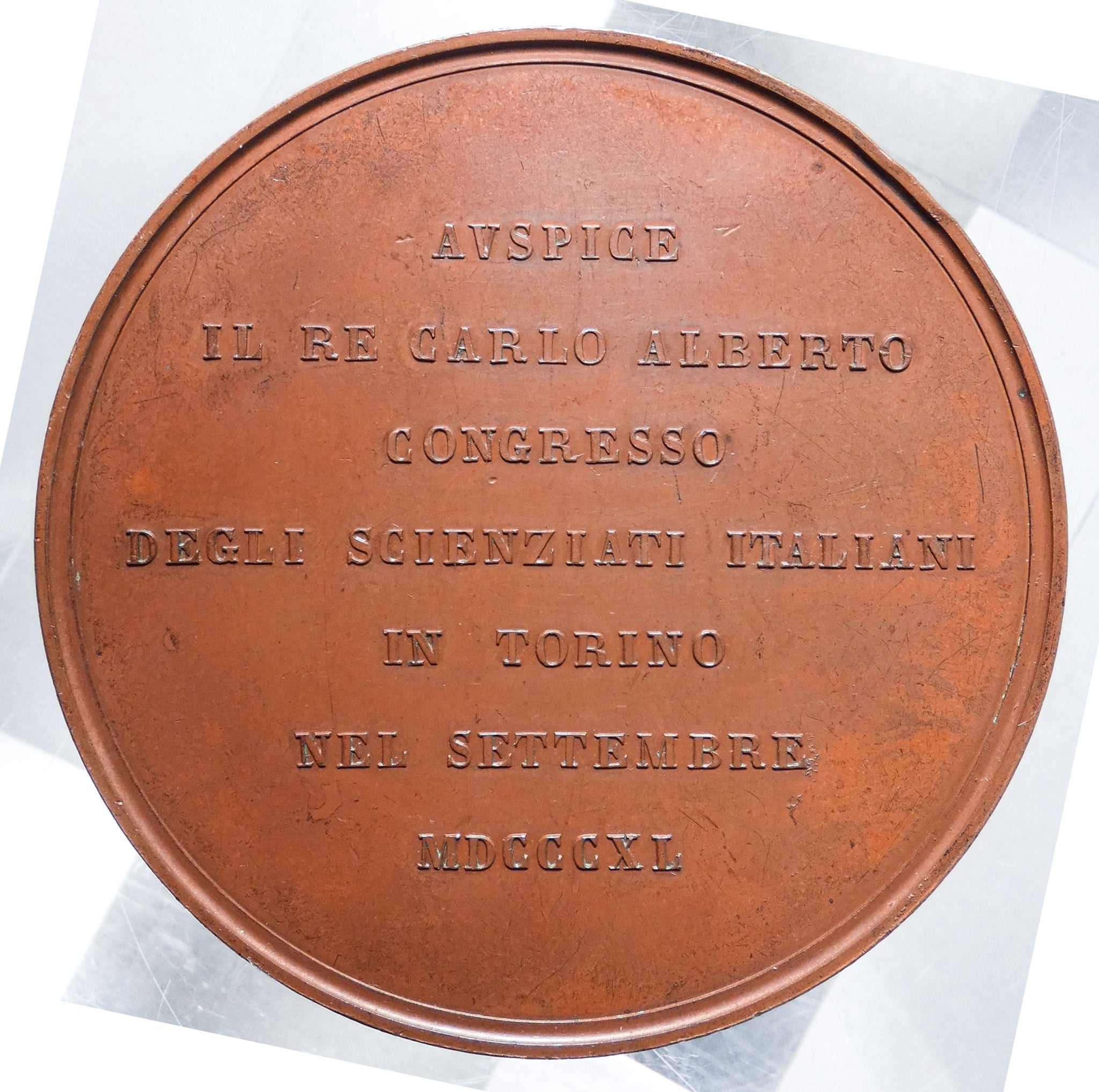 medaglia carlo alberto congresso scienziati italiani torino 1840 antica