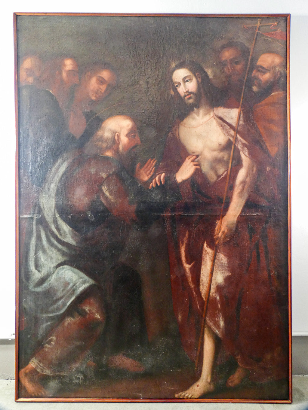 monumentale dipinto 1600 incredulita tommaso gesu quadro olio tela antico
