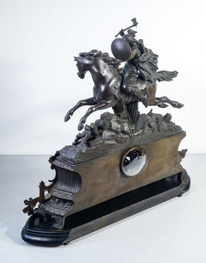 orologio pendolo japy freres 1800 scultura cavaliere bronzo suoneria parigina