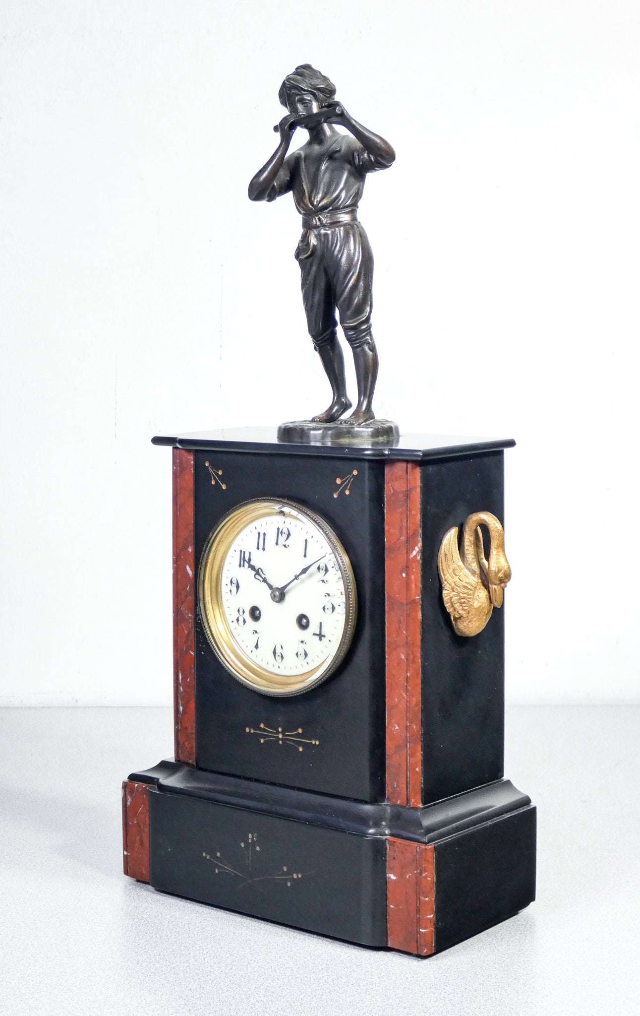 orologio pendolo marti da tavolo scultura bronzo suoneria parigina marmo