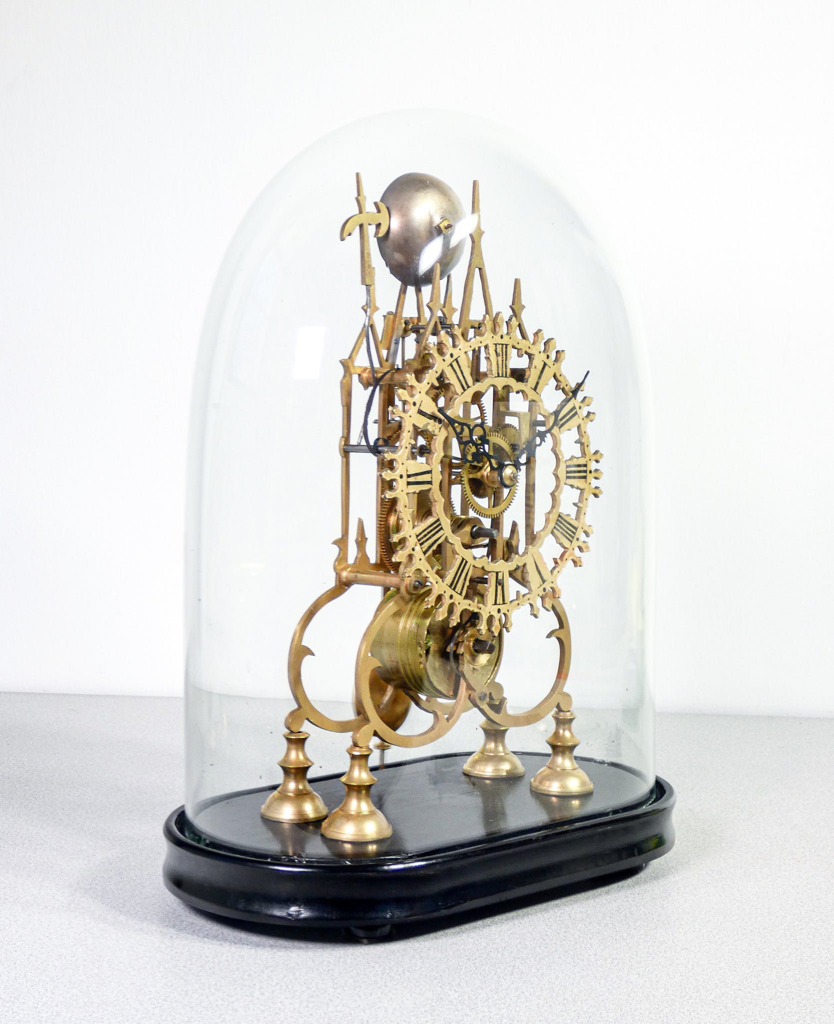 orologio pendolo squelette scheletrato francia 1800 campana vetro antico