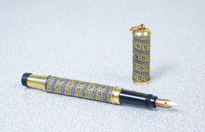 penna stilografica kosca milano safety 1920s laminata oro rientrante antica