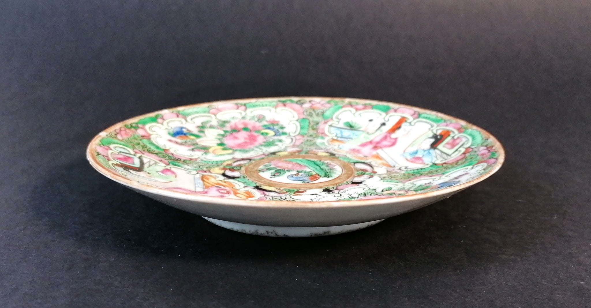 piattino porcellana cina famille rose dipinta smaltata epoca 800 piatto antico 1