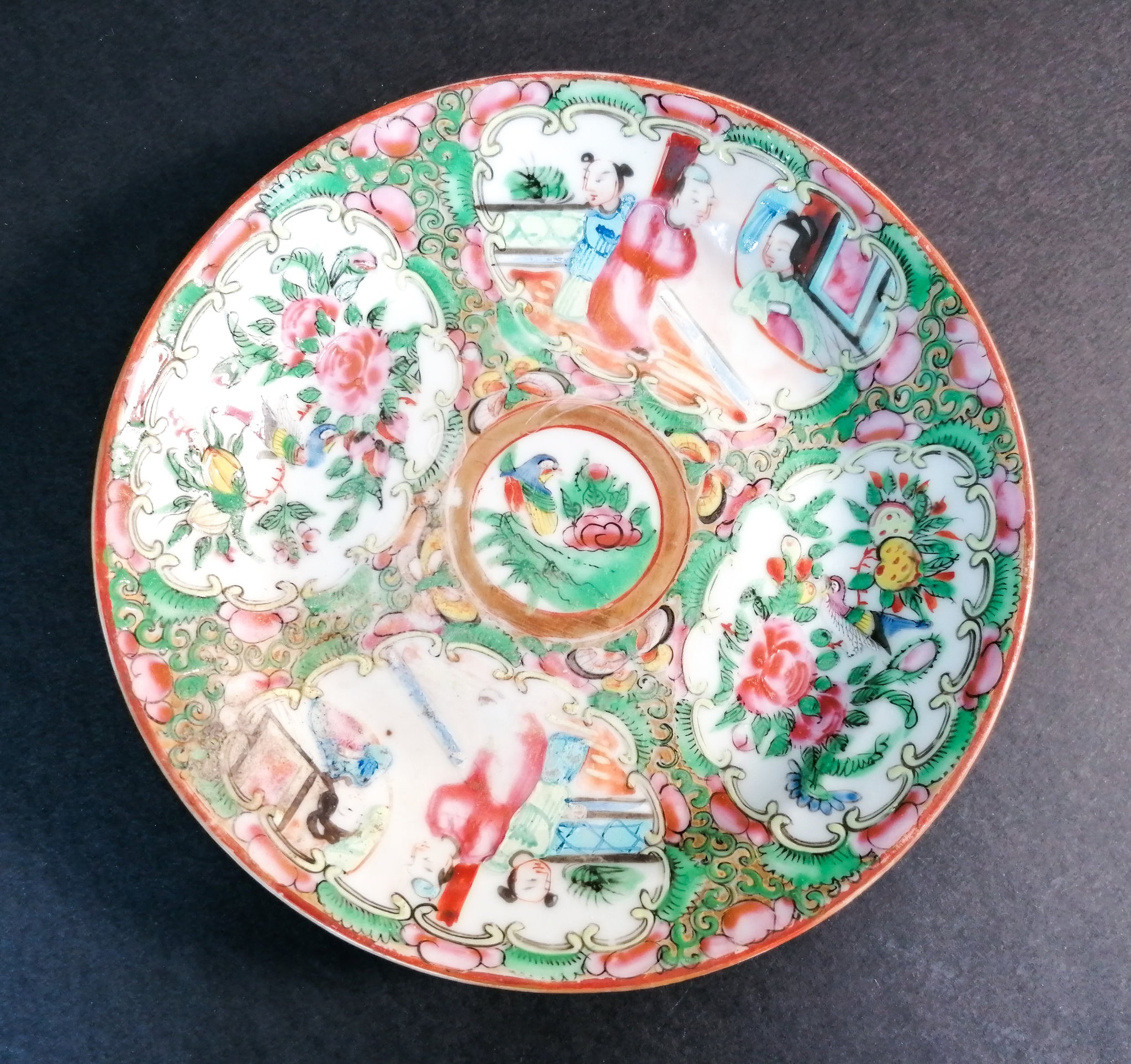 piattino porcellana cina famille rose dipinta smaltata epoca 800 piatto antico 2