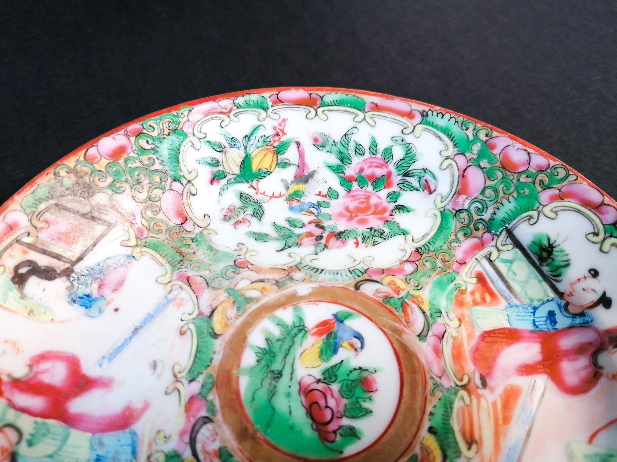 piattino porcellana cina famille rose dipinta smaltata epoca 800 piatto antico 2
