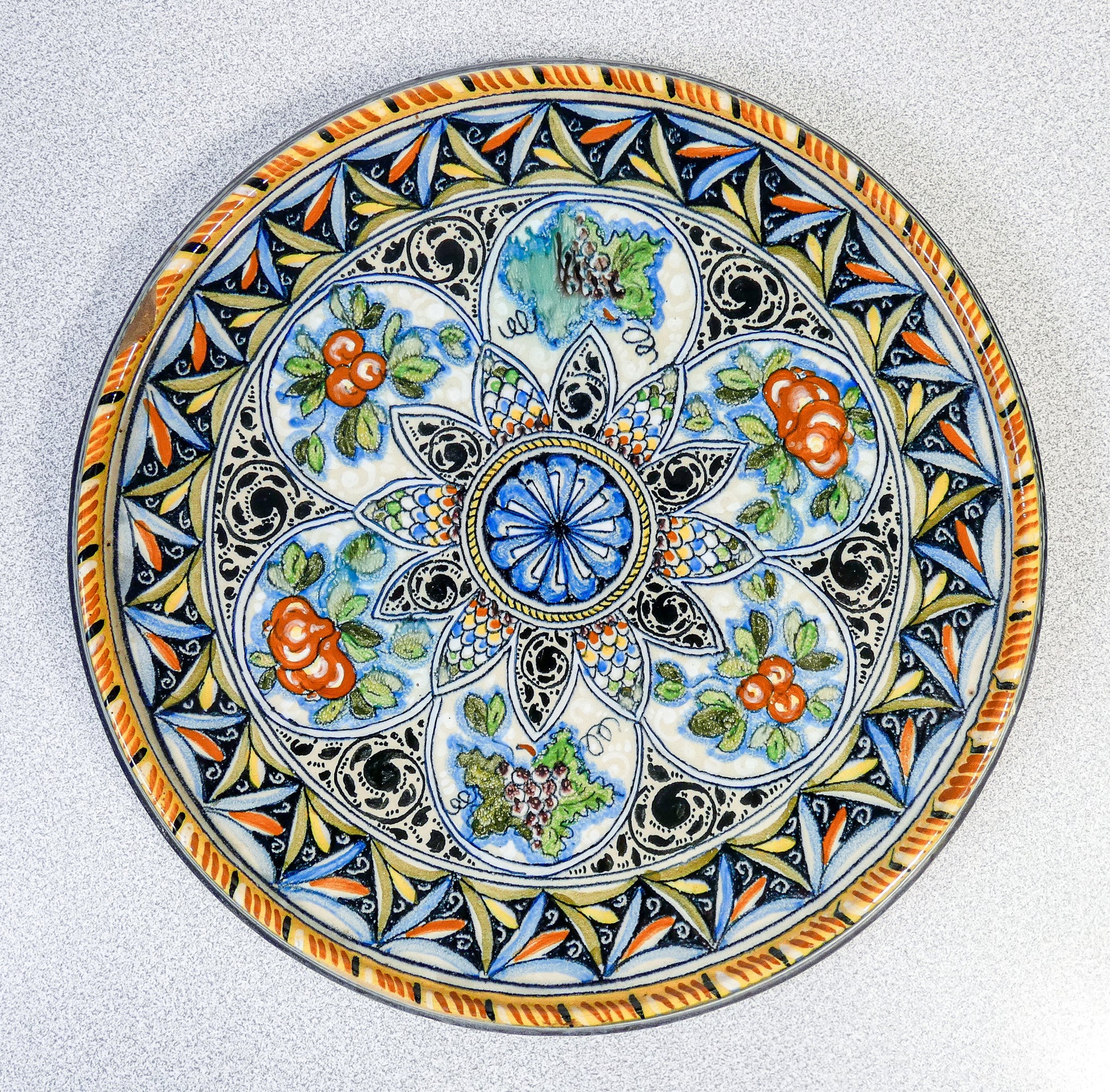 piatto sottopentola vassoio maiolica dipinta a mano ceramica vintage italia
