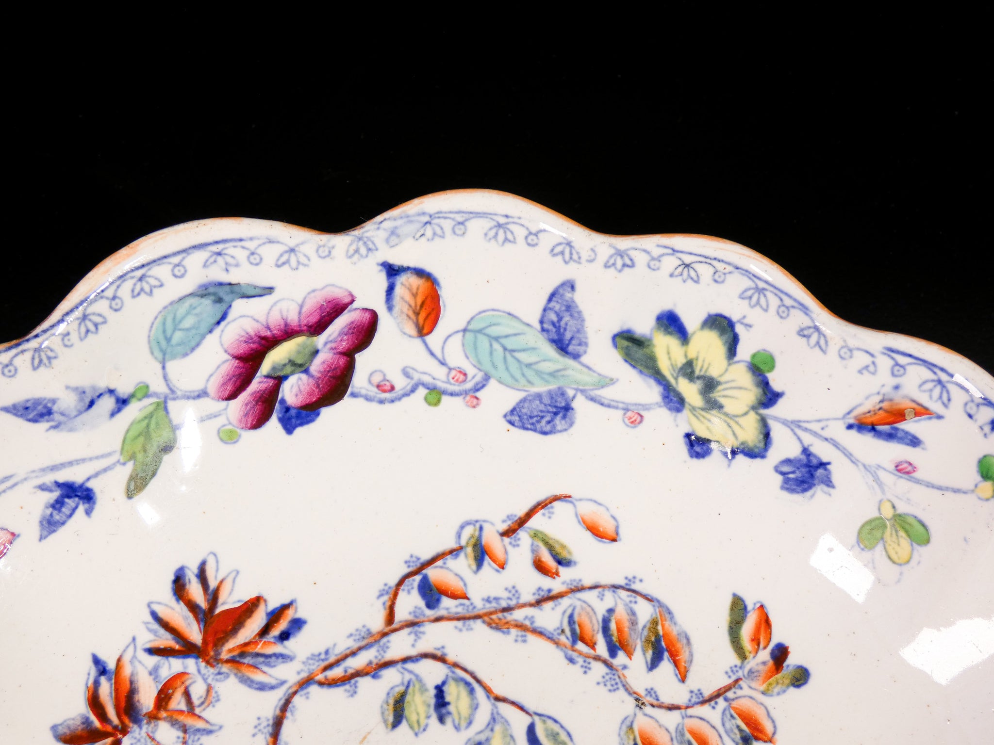 piatto vassoio davenport flying bird piatti ceramica porcellana 1810 antico