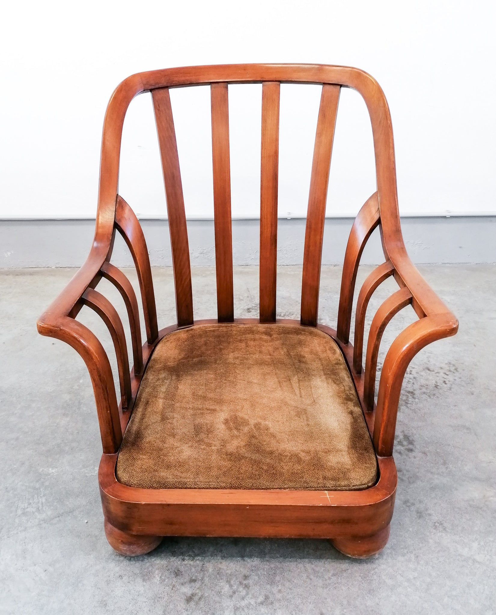 poltrona design italiano 1940 legno massello noce divano armchair fauteuil sofa