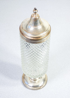 porta bon bon placcato argento silverplate epoca 1940s vetro vaso biscottiera