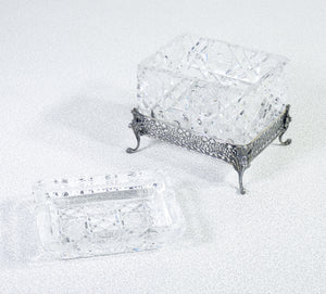 portacenere portasigarette argento 800 cristallo epoca 1940s italia antico 