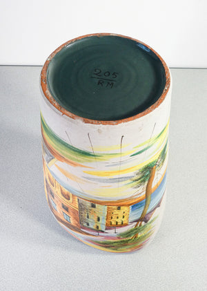 portaombrelli terracotta smaltata dipinta a mano firmato rm ceramica vaso