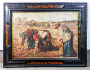 quadro copia spigolatrici jean millet dipinto olio tela cornice guilloche antico