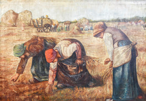 quadro copia spigolatrici jean millet dipinto olio tela cornice guilloche antico