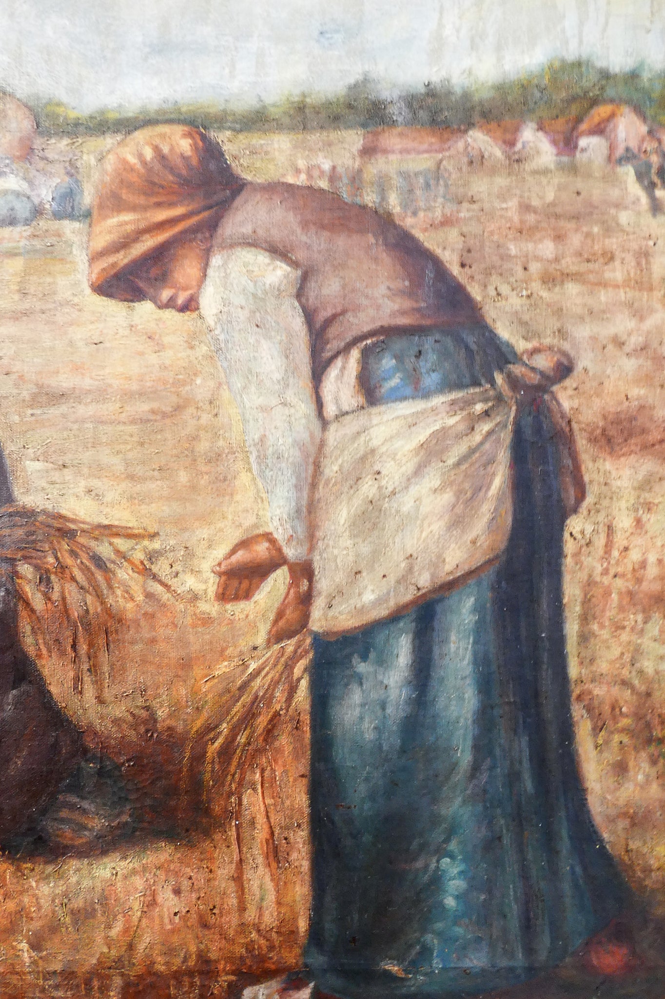 quadro copia spigolatrici jean millet dipinto olio tela cornice guilloche antico