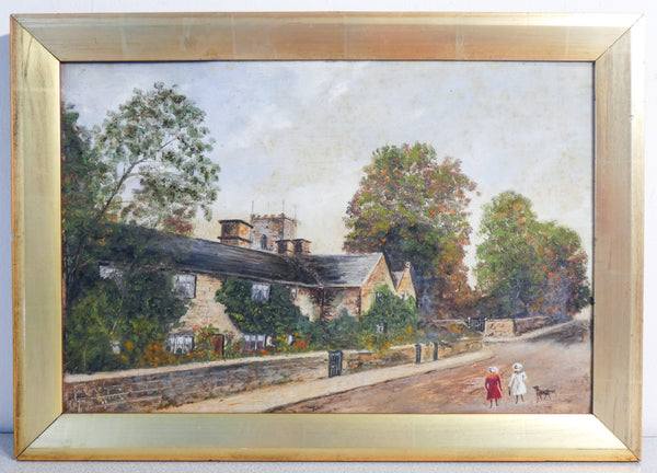 Antico quadro olio su tela inglese del 1800 firmato W.G. Meadows