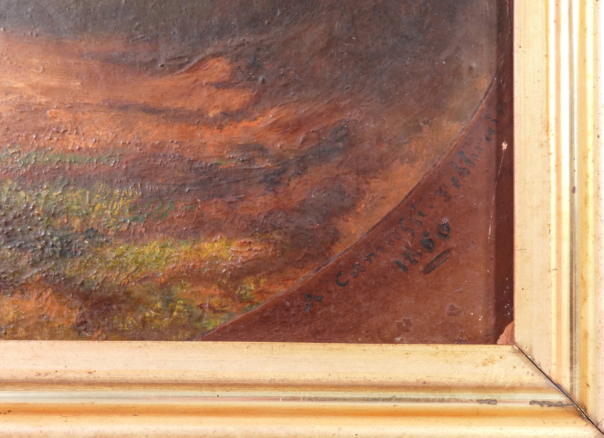 quadro dipinto olio tela falconiere firmato a camussi epoca 1860 antico