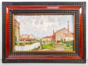 quadro firmato cesare gheduzzi dipinto olio tavola cornice guilloche 1930s