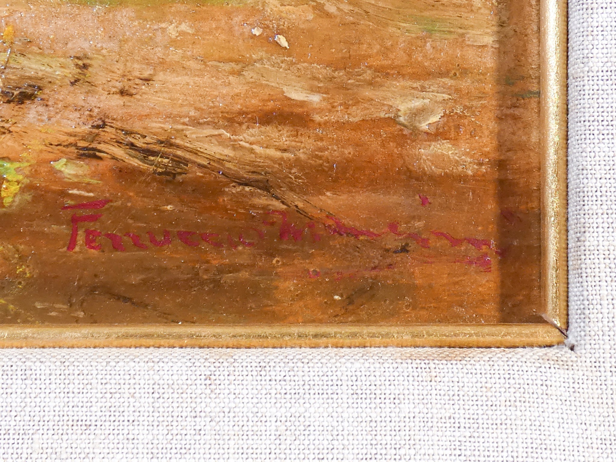 quadro firmato ferruccio mancini bambine lago ragazze epoca 900 dipinto olio 