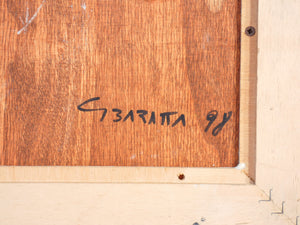 quadro firmato g baratta 1998 casa interno rustico italia dipinto olio legno