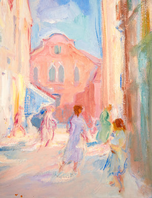 quadro firmato mario micheletti 1960 dipinto olio tavola paesaggio chiesa