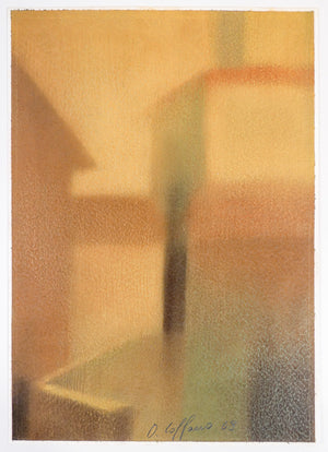 quadro firmato ottavio coffano 1968 paesaggio urbano dipinto tecnica mista carta
