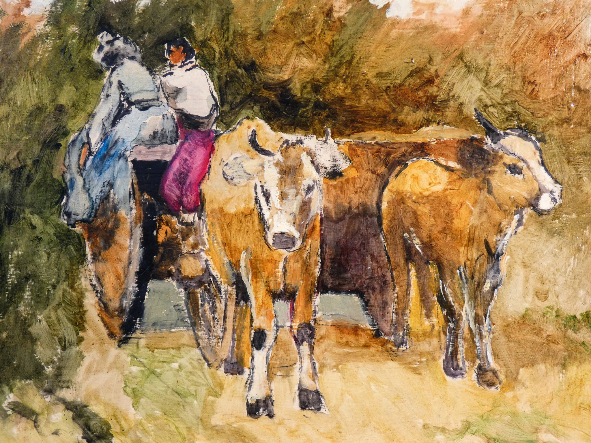 quadro firmato r salino scena pastorale carro buoi dipinto olio tavola novara