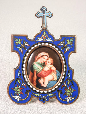 quadro miniatura madonna della seggiola epoca 1828 dipinto cornice smalto