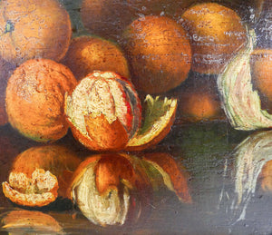 quadro natura morta arance firmato dipinto olio tavola cornice epoca 1900