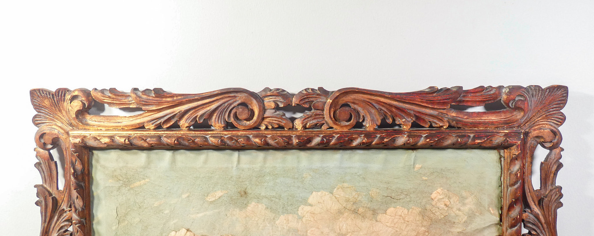 quadro paesaggio epoca 1800 dipinto olio tela cornice legno scolpito dorato