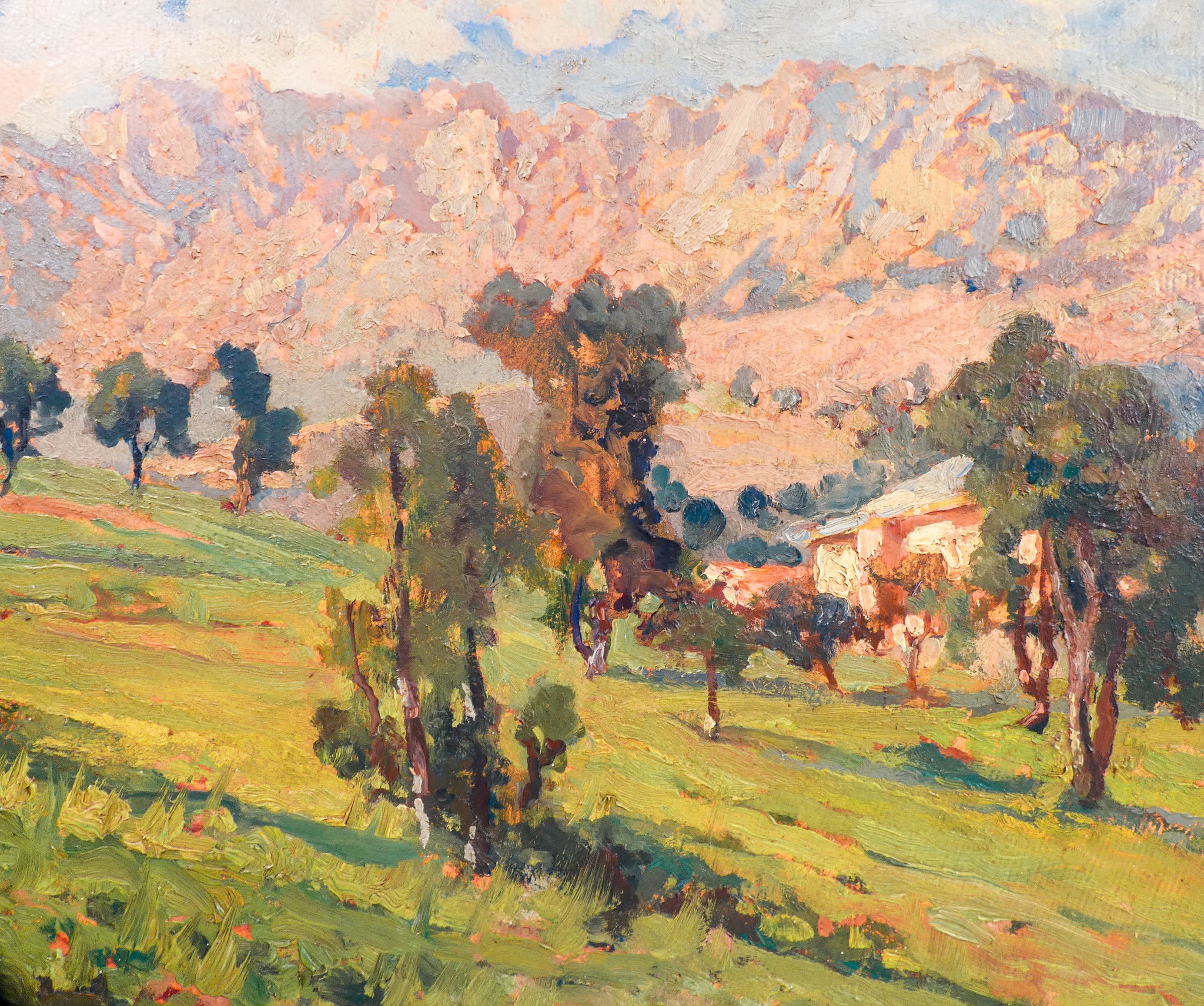 quadro paesaggio montano dipinto olio firmato cornice dorata italia epoca 1900