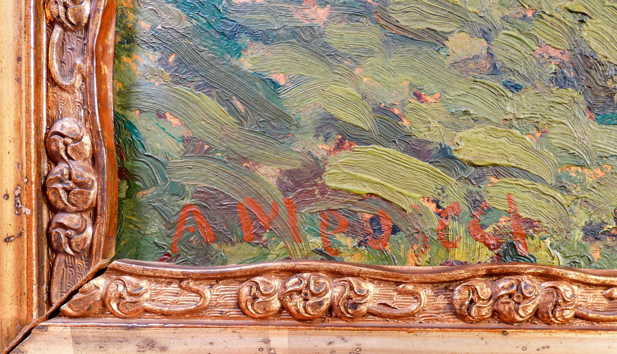 quadro paesaggio montano dipinto olio firmato cornice dorata italia epoca 1900