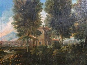 quadro paesaggio pastorale epoca 1600 dipinto olio tela area veneta antico