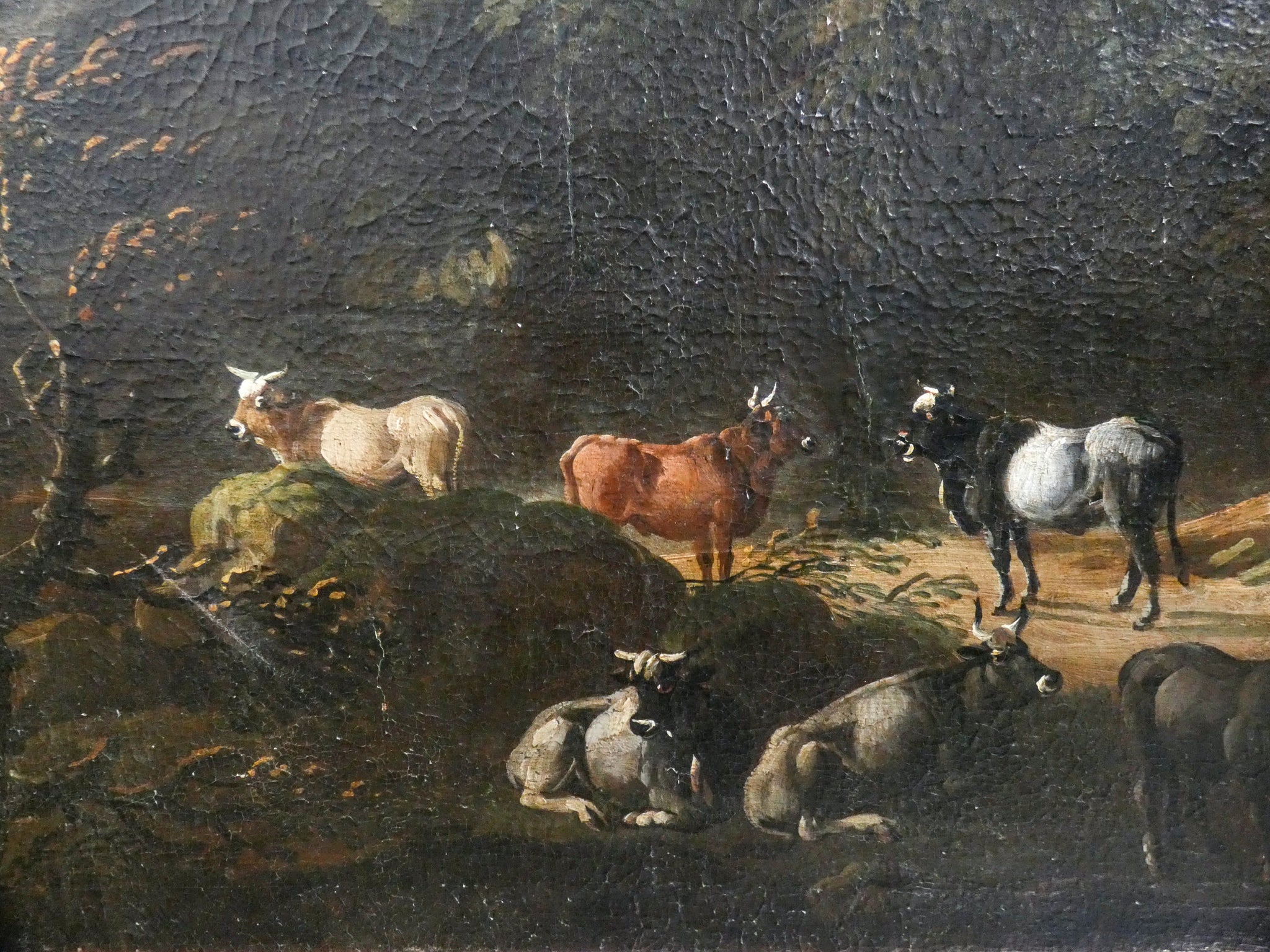 quadro paesaggio pastorale epoca 1600 dipinto olio tela area veneta antico