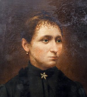 quadro ritratto donna dama epoca 1800 dipinto olio tela cornice dorata antico 6