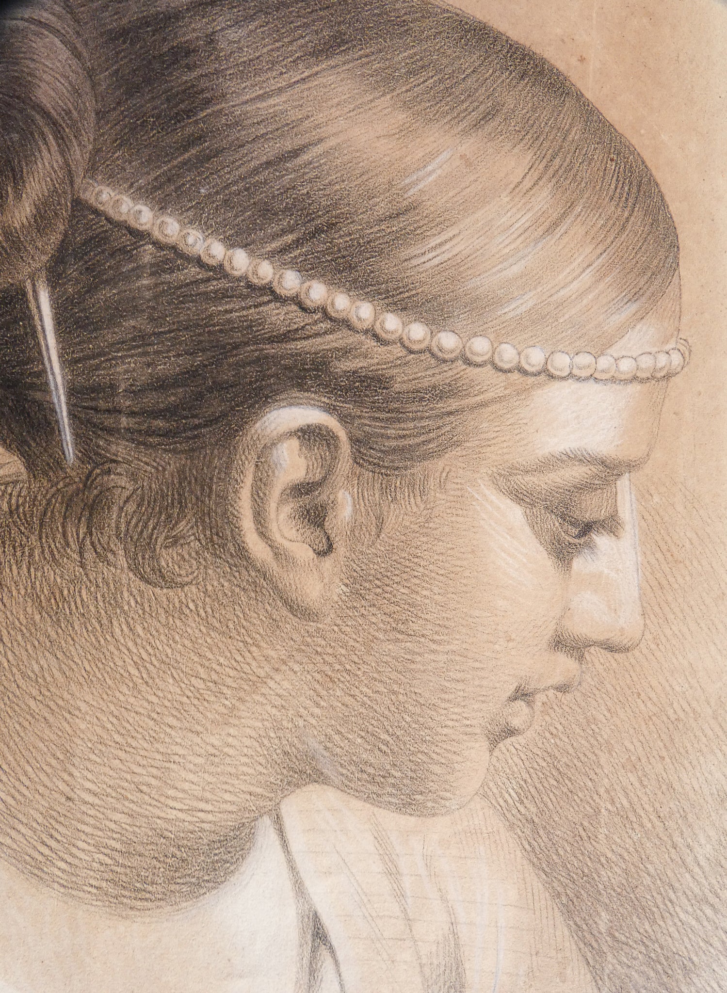 quadro ritratto donna ragazza disegno carta firmato antonio barberis 1800