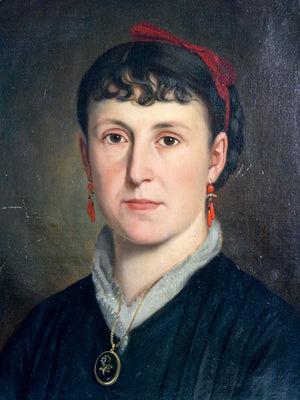 quadro ritratto giovane donna firmato epoca 1884 dipinto olio tela antico
