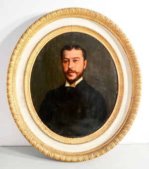 quadro ritratto giovane uomo epoca 1800 dipinto olio tela cornice antico