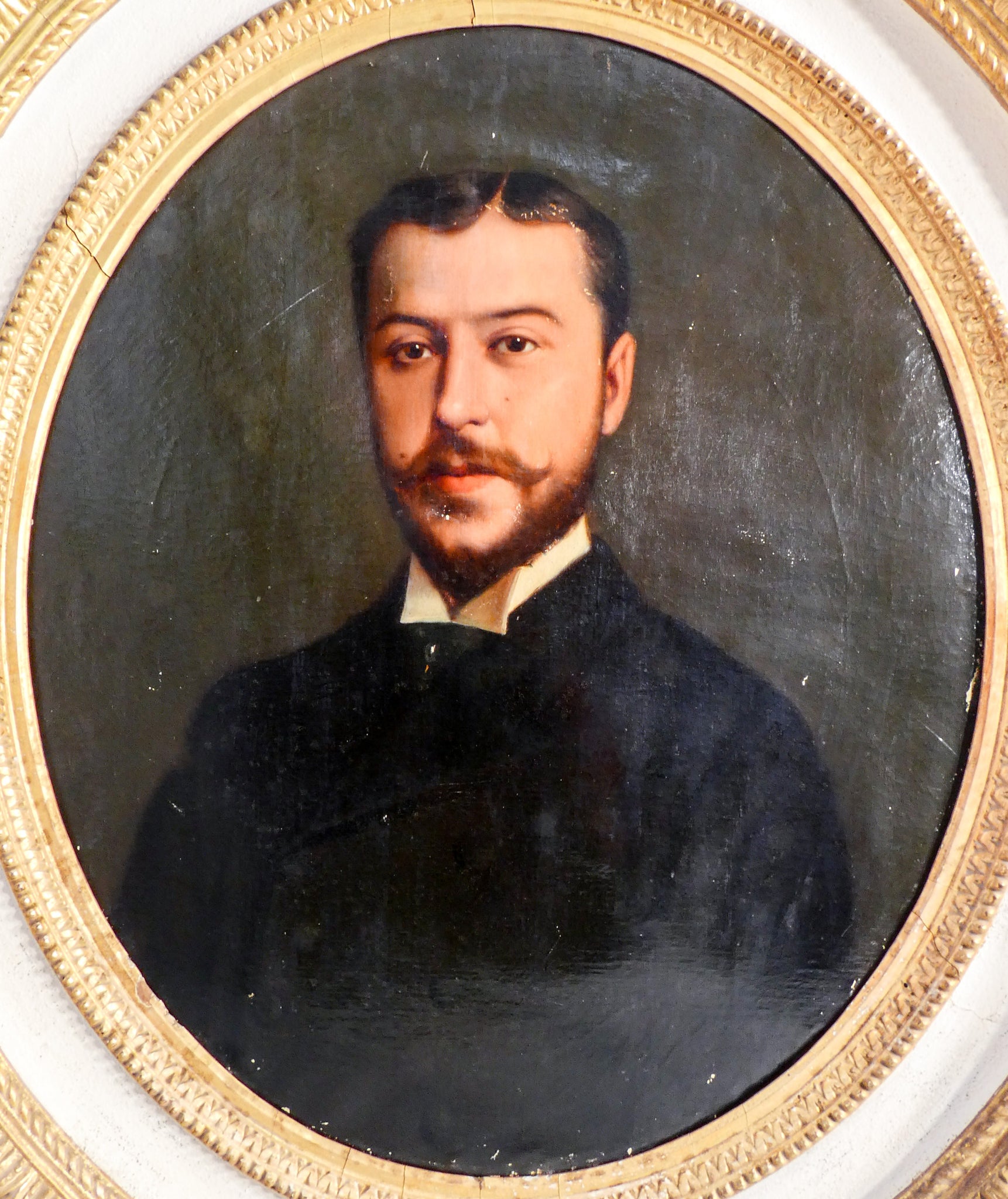 quadro ritratto giovane uomo epoca 1800 dipinto olio tela cornice antico