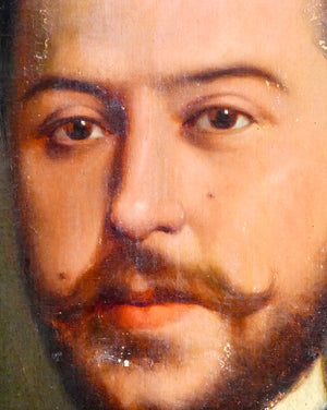 quadro ritratto giovane uomo epoca 1800 dipinto olio tela cornice antico