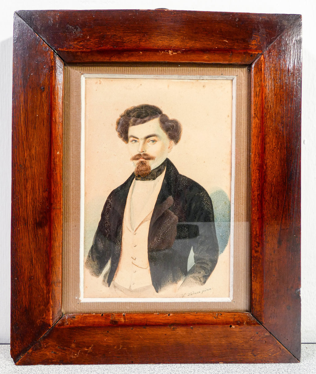 quadro ritratto giovane uomo firmato ladner dipinto acquarello epoca 1800